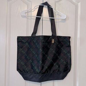 Victoria Secret Pink Shoulder Bag Black With Multicolored Logo Tote.